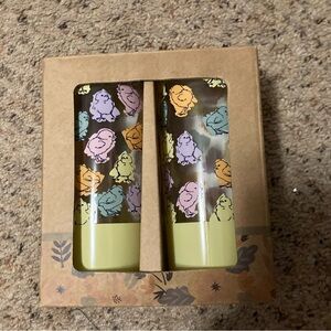 NIB spring chickadee print pastel juice glasses set of 2 10.5 ounces Easter